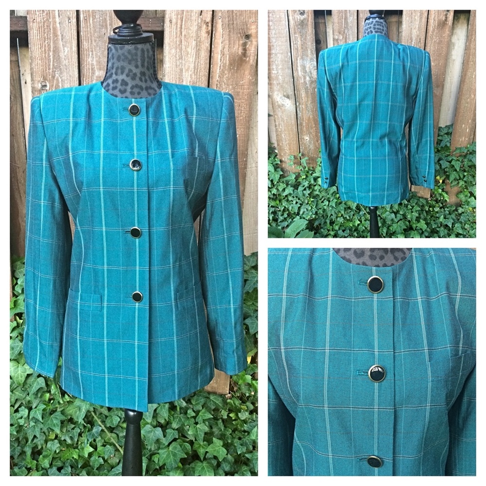 Atrium Collection Dark Green Plaid Jacket - Size 5/6